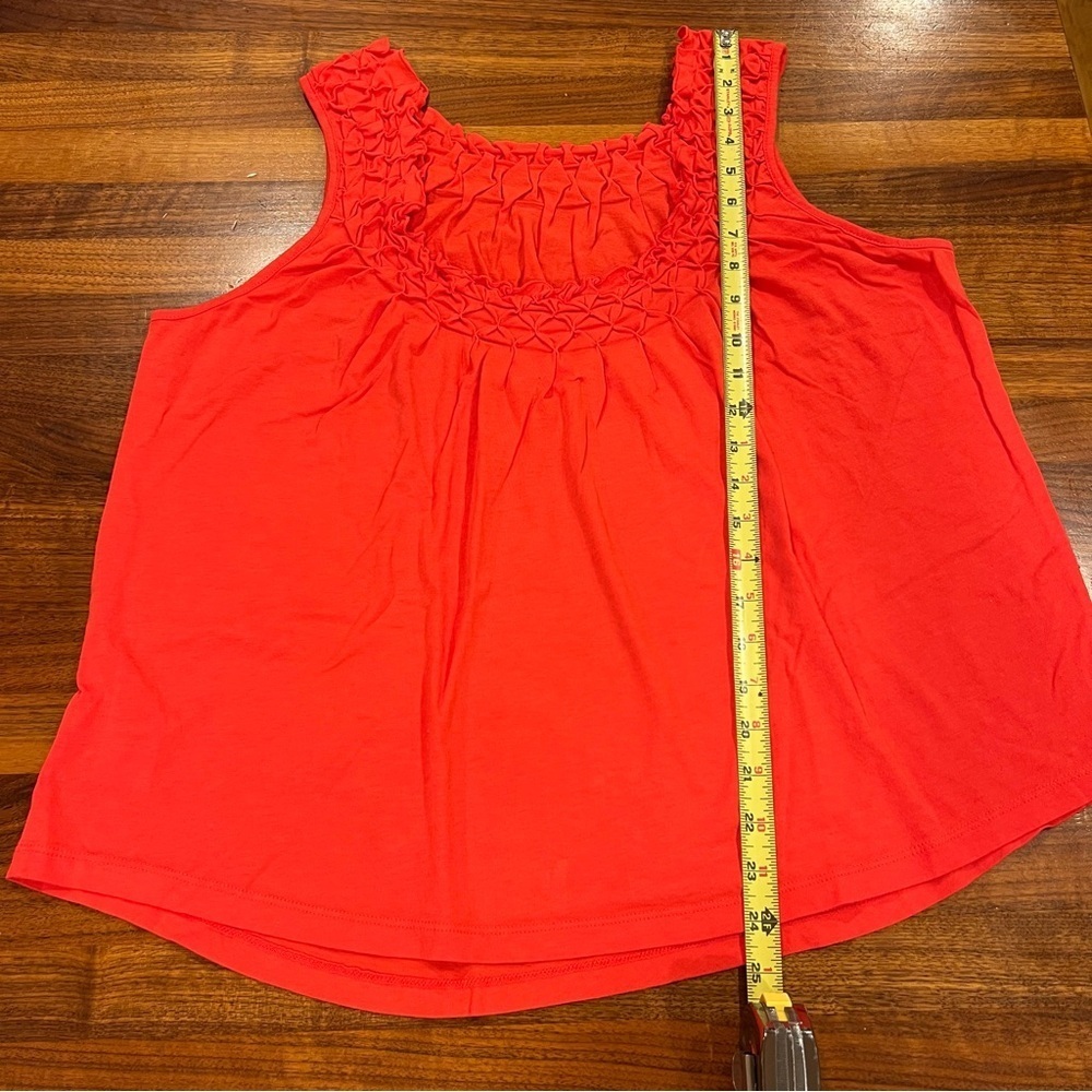 Anthropologie Maeve Justine Smocked Coral Scoop Neck Tank Top Blouse Ruffles XS - Picture 13 of 13